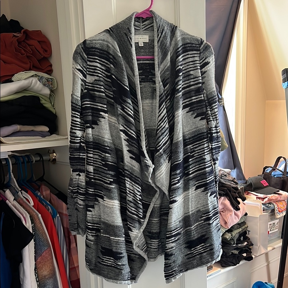 Lucky Brand Gray and Black Cascade Cardigan